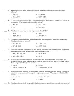____ 51. What diagnosis codes should be reported for a patient that has polyneuropathy as a result of vitamin B 
deficiency