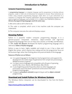 Introduction to Python for Class 7 | PDF | Computer Programming ...