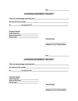 Date: ____________________________
ACKNOWLEDGEMENT RECEIPT
This is to acknowledge receiving from ____________________________