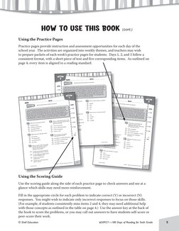 © Shell Education 
#50927—180 Days of Reading for Sixth Grade
5
Using the Practice Pages
Practice pages provide instruction a
