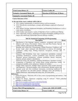 Page 7 of 14 
 
 
Total Contact Hours: 52 
Course Credits: 04 
Formative Assessment Marks: 40  
Duration of SEE/Exam: 02 Hour