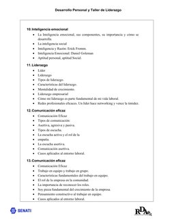 Desarrollo Personal y Taller de Liderazgo
10.Inteligencia emocional

La Inteligencia emocional, sus componentes, su importan