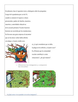 En plenaria, lean el siguiente texto y dialoguen sobre las preguntas.
Luego de la pandemia por covid-19,
cuando se anunció el