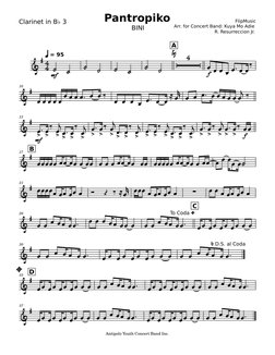 Clarinet in B♭ 3
Pantropiko
BINI
FlipMusic
Arr. for Concert Band: Kuya Mo Adie
R. Resurreccion Jr.
21
37
33
10
26
17
30
13
