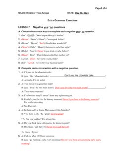 CTY2 Extra Grammar Exercises Unit 6 | PDF