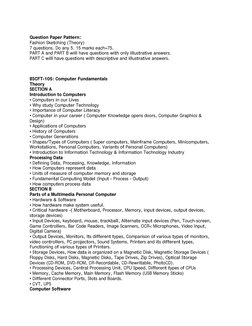 Question Paper Pattern: 
Fashion Sketching (Theory) 
7 questions. Do any 5. 15 marks each=75. 
PART A and PART B will have