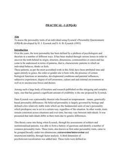 Eysenck Personality Questionnaire Overview | PDF | Extraversion And ...