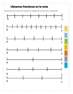 Recorta las fracciones de la derecha y pégalas en la recta que corresponda