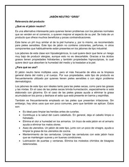 JABÓN NEUTRO “GRISI”
Relevancia del producto
¿Qué es el jabón neutro?
Es una alternativa interesante para quienes tienen prob
