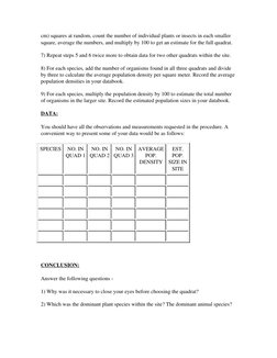 Quadrat Sampling Method in Ecology | PDF | Sampling (Statistics) | Science