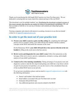 Thank you for purchasing this full-length SSAT practice test from Test Innovators.  We are 
dedicated to ensuring that our ex