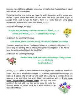 2
Likewise I would like to add upon one or two principles that if established, it would
help and aid the brotherhood.
F