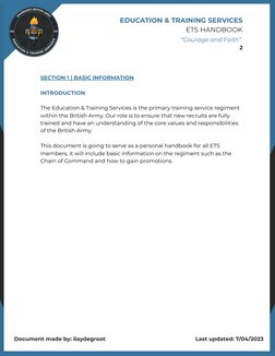 Army Ets Orders Example.pdf ETS Handbook for British Army Training | PDF | Executive Officer ...