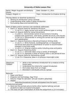 University of Idaho Lesson Plan 
Name: Megan Augustin and Brittany 
Kienke 
Date: October 17, 2011 
Subject: English 11 
 
To