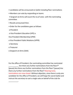 Meeting Voting Script Class Officer Election Process Script | PDF | Voting | Committee