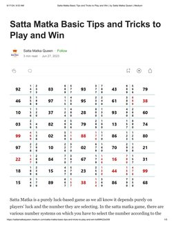 Simple Matka Satta Matka Tips and Winning Tricks | PDF