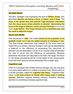 UNIT-5 Attention, Perception, Learning, Memory and 
Forgetting 
2020 
 
DIWAKAR EDUCATION HUB 
Page 3 
 
Spotlight Model 
The