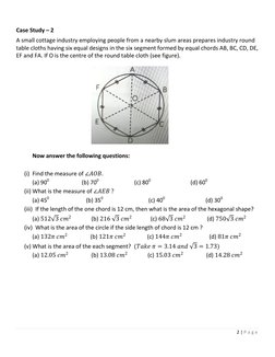 Class 9 Circle Case Study Questions | PDF | Circle | Geometric Shapes