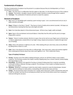 Sculpture Notes.pdf Essentials of Sculpture Fundamentals | PDF | Sculpture | Color