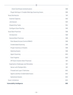 Client Certificate Authentication
588
Plugin Settings in Tenable Web App Scanning Scans
589
Scan Distribution
591
Scanner Cap