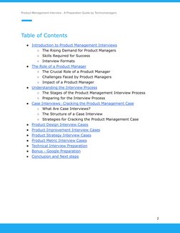 Product Management Interview - A Preparation Guide by Technomanagers
Table of Contents
●
Introduction to Product Management I