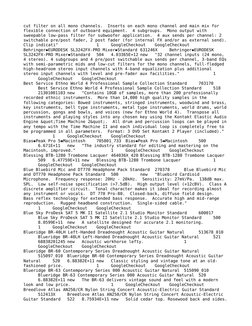 cut filter on all mono channels.  Inserts on each mono channel and main mix for 
flexible connection of outboard equipment.