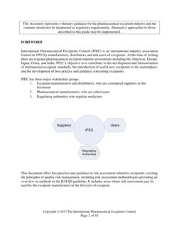 Copyright © 2017 The International Pharmaceutical Excipients Council 
Page 2 of 43 
 
This document represents voluntary gu