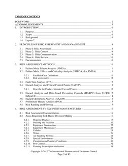Copyright © 2017 The International Pharmaceutical Excipients Council 
Page 3 of 43 
 
TABLE OF CONTENTS 
FOREWORD .........