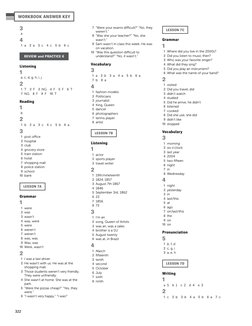 A1 Workbook Answer Key | PDF