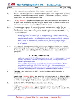 · The exclusion may not affect our ability to carry out corrective action.
1.4.3 
Processes which are applicable to the medic