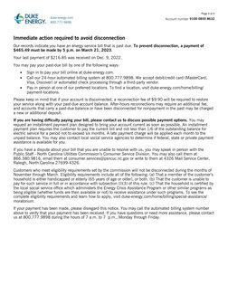 Page 4 of 4
9100 0850 8632
Account number 
duke-energy.com
800.777.9898
Immediate action required to avoid disconnection
Our