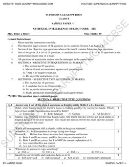 Class 10 Ai Sample Paper - 1 | PDF | Artificial Intelligence ...