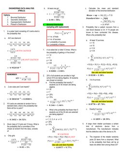 ENGINEERING DATA ANALYSIS 
(FINALS) 
 
TOPICS: 
1. 
Binomial Distribution 
2. 
Geometric Distribution 
3. 
Hypergeometric Dis