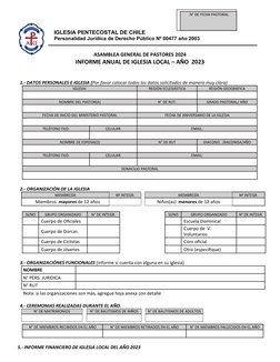 IGLESIA PENTECOSTAL DE CHILE        
   Personalidad Jurídica de Derecho Público Nº 00477 año 2003