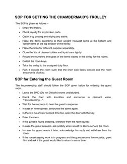 Room Upgrade Sop Examples Hotel Housekeeping SOP Manual | PDF | Housekeeping