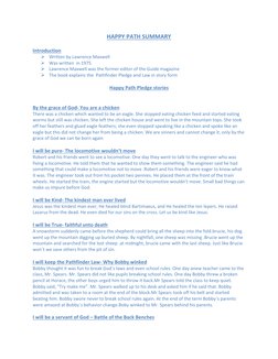 HAPPY PATH SUMMARY 
 
Introduction 
Ø Written by Lawrence Maxwell 
Ø Was written  in 1975 
Ø Lawrence Maxwell was the former