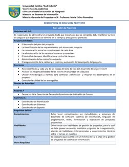Universidad Católica “Andrés Bello” 
Vicerrectorado Académico 
Dirección General de Estudios de Postgrado 
Maestría en Sistem