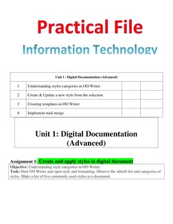 Unit 1 : Digital Documentation (Advanced) 
1 
Understanding styles categories in OO Writer 
 
 
2 
Create & Updat