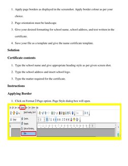 1. Apply page borders as displayed in the screenshot. Apply border colour as per your 
choice. 
2. Page orientation must be l