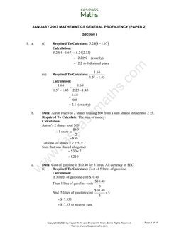 CSEC Maths 2007 January Past Paper Solutions | PDF | Area | Circle