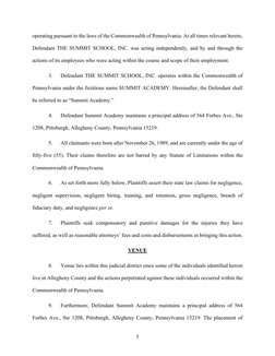 5 
operating pursuant to the laws of the Commonwealth of Pennsylvania. At all times relevant hereto, 
Defendant THE SUMMIT SC