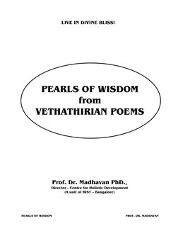PEARLS OF WISDOM                                              
PROF. DR. MADHAVAN
Prof. Dr. Madhavan PhD.,
Director - Centre