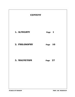 PEARLS OF WISDOM                                              
PROF. DR. MADHAVAN
CONTENT
1. ALMIGHTY                      Pa