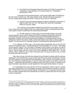 5 
 
c) The 2020 Annual Campaign Schedule B reports a $13,460.37 expenditure on 
10/28/2020 to Cycle Strategy, 812 Lombard St
