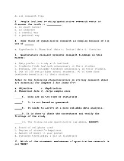 Practical Research 2 Quarter 3 Exam | PDF | Quantitative Research ...