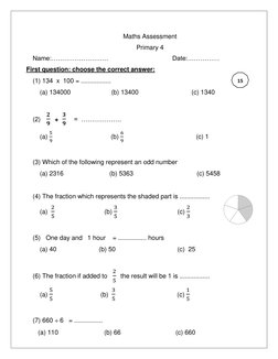 Primary 4 Mathematics Assessment | PDF