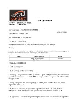 / 
                L&P Quotation                               
GST NO -    27AAKFL4284H1ZZ. 
 PAN NO -      AAKFL4284H