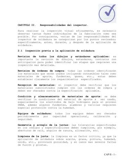 CAPITULO II.
Responsabilidades del inspector.
Para  realizar  la  inspección  visual  eficazmente,  es  necesario 
observar
