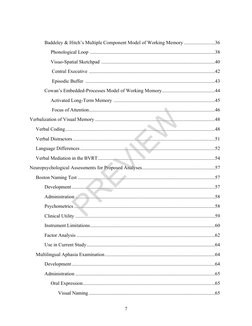 7 
 
 
Baddeley & Hitch’s Multiple Component Model of Working Memory .........................36 
 
     Phonological Loop