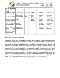 to be responsive
and active towards
change.
Activity no. 2: My
Dream Community
For this activity, the
organizers
will
provide